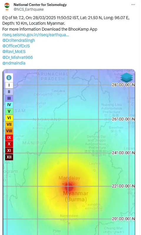 आज भूकंप: म्यांमार में 7.2 तीव्रता का भूकंप; चीन, थाईलैंड में भी झटके महसूस किए गए 6 GnG6H 0bMAAVute